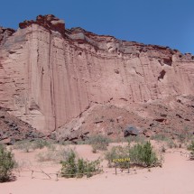 Huge walls in the canyon of Talampaya